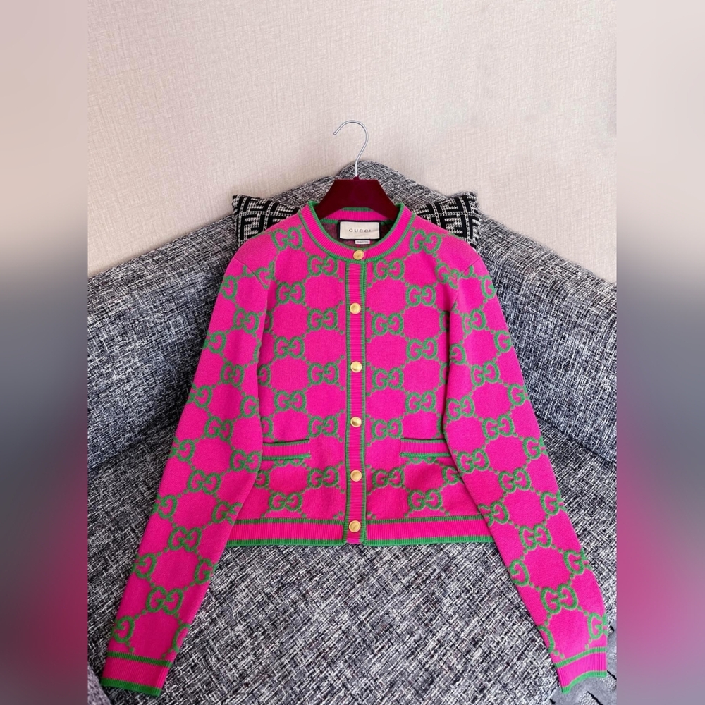 Gucci GG crew neck cardigan sweater